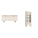 Ver imagem 2 de Kit Buffet 4 Portas 160cm e Cristaleira 2 Portas 1GV 180cm Curva BP Aura