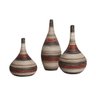 Trio Vaso de Mesa Jasmim Decoração em Cerâmica Vermelho e Marrom Terracota - 1