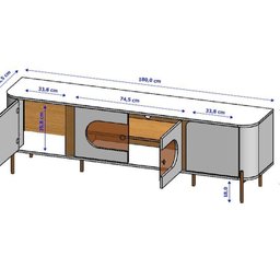 Rack com Painel até 75 Polegadas Pés em Aço 180cm Juquehy Maresias - 17