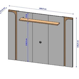 Rack com Painel até 75 Polegadas Pés em Aço 180cm Juquehy Maresias - 3