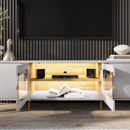 Rack com Painel até 75 Polegadas Pés em Aço 180cm Juquehy Maresias - 11