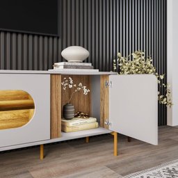 Rack com Painel até 75 Polegadas Pés em Aço 180cm Juquehy Maresias - 10