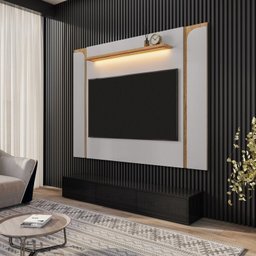 Rack com Painel até 75 Polegadas Pés em Aço 180cm Juquehy Maresias - 4