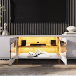 Rack com Painel até 75 Polegadas Pés em Aço 180cm Juquehy Maresias - 7