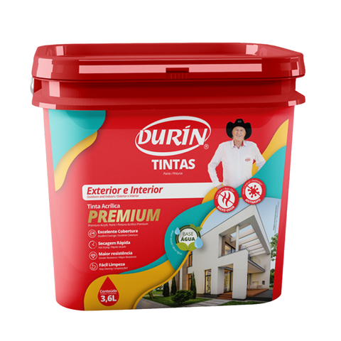Tinta Acrílica Premium Semi Brilho 3,6L Cor Palha Antimofo Baixo Odor Durín