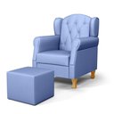Ver imagem 1 de Poltrona de Amamentação Pés Madeira e Puff Lucy P04 Sintético Azul - Mpozenato