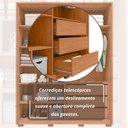 Ver imagem 6 de Guarda-Roupa 4 Portas e 3 Gavetas com Vidro Reflecta Cristal New Marrom/Freijó/Off White