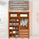 Ver imagem 7 de Guarda-Roupa 4 Portas e 3 Gavetas com Vidro Reflecta Cristal New Marrom/Freijó/Off White