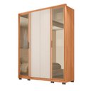 Ver imagem 2 de Guarda-Roupa 4 Portas e 3 Gavetas com Vidro Reflecta Cristal New Marrom/Freijó/Off White