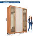 Ver imagem 3 de Guarda-Roupa 4 Portas e 3 Gavetas com Vidro Reflecta Cristal New Marrom/Freijó/Off White