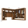 Quarto Modulado Casal Completo 100% MDF 6 Peças 6 Portas 5 Gavetas com Maleiro e Espelhos Smart Plus - 15