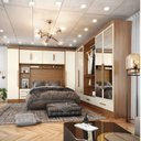 Ver imagem 1 de Quarto Modulado Casal Completo 100% MDF 6 Peças 6 Portas 5 Gavetas com Maleiro e Espelhos Smart Plus