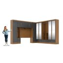 Ver imagem 4 de Quarto Modulado Casal Completo 6 Peças 6 Portas 5 Gavetas com Maleiro e Espelhos Smart Plus Yescasa Bege/Cinamomo/Chumbo