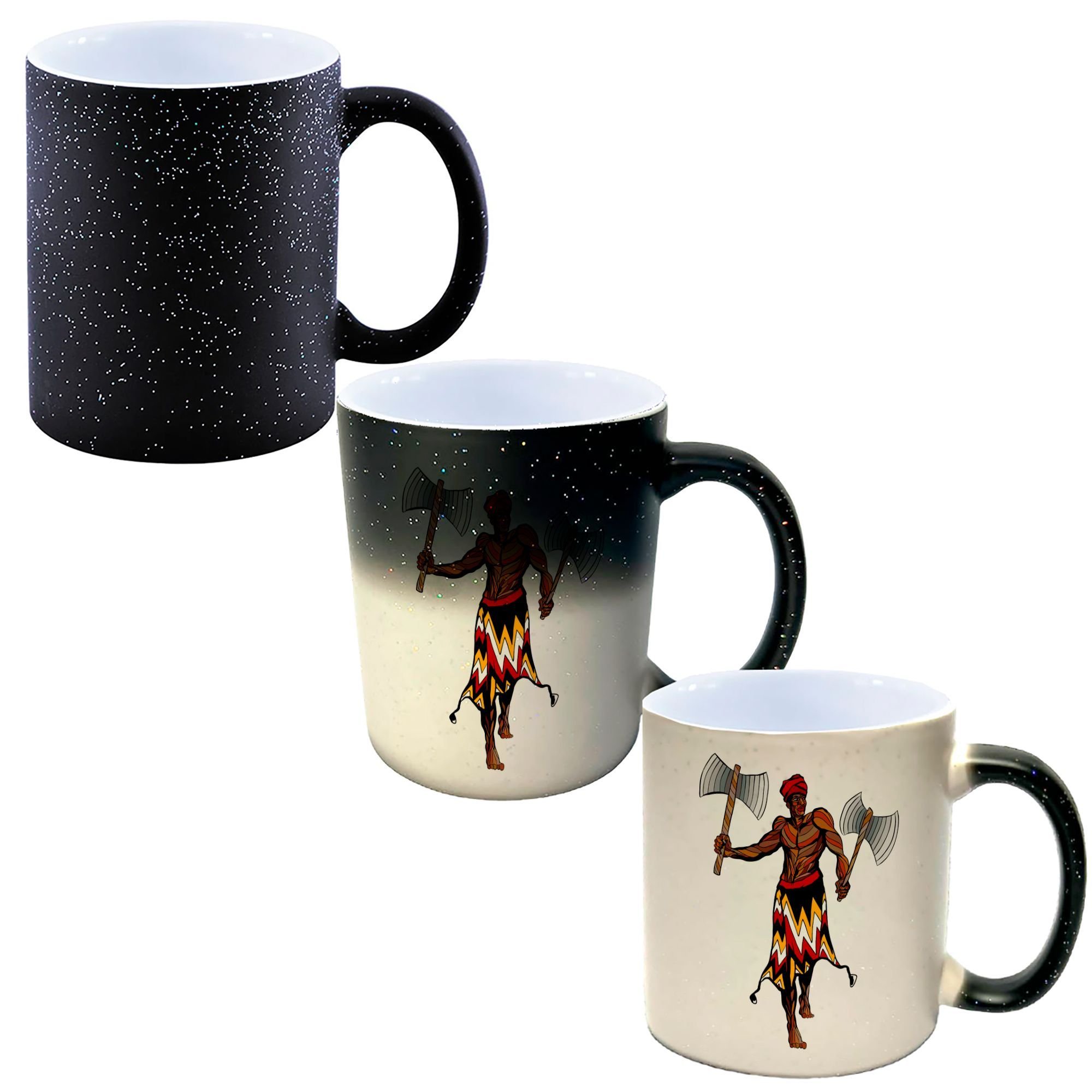Caneca Mágica Glitter Muda de Cor Y2 Orixá Xango Machadas Arte - 1