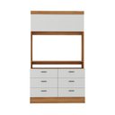 Ver imagem 4 de Cômoda para Quarto para TV até 42 Polegadas Viena 1 Porta 6 Gavetas Yescasa Marrom/Nogal/Branco