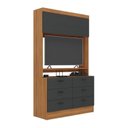 Ver imagem 2 de Cômoda para Quarto para TV até 42 Polegadas Viena 1 Porta 6 Gavetas Yescasa Marrom/Nogal/Grafite