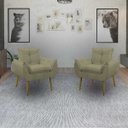 Ver imagem 2 de Kit 2 Poltrona Decorativa Sala Estar Escritório Quarto Prime: Capuccino
