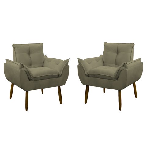 Kit 2 Poltrona Decorativa Sala Estar Escritório Quarto Prime: Capuccino