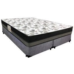 Cama Box Casal Suede Bipartido + Colchão Ortobom Iso Dupla Face 138x188x60 Cor:cinza - 1