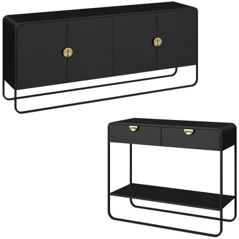 Balcao Buffet e Aparador 180 Cm Organica Artesano Nero Preto