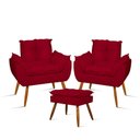 Ver imagem 1 de Kit Amamentação 2 Poltronas + 1 Puff Pés Palito - Balaqui Cor:vermelho