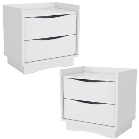 Kit 02 Mesas de Cabeceira 2 Gavetas 54 Cm M261 Branco Kappesberg