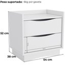 Ver imagem 4 de Kit 02 Mesas de Cabeceira 2 Gavetas 54 Cm M261 Branco Kappesberg