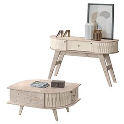 Estante Home Theater Daytona com Aparador Estoril e Mesa de Centro Indianápolis Calacata Off White – - 3