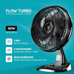 Ventilador de Mesa e Parede Silencioso 127v 180w 8 Pás 50cm Wap Flow Turbo - 3