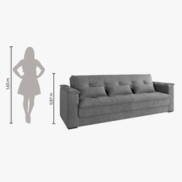 Sofá-cama Reclinável 3 Lugares Maria Suede Cinza - 4