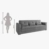 Sofá-cama Reclinável 3 Lugares Maria em Suede Cinza - 4