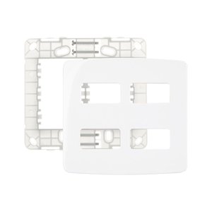 Placa com Suporte Margirius B3 4x4 para 4 Módulos Horizontais Distanciados Branca