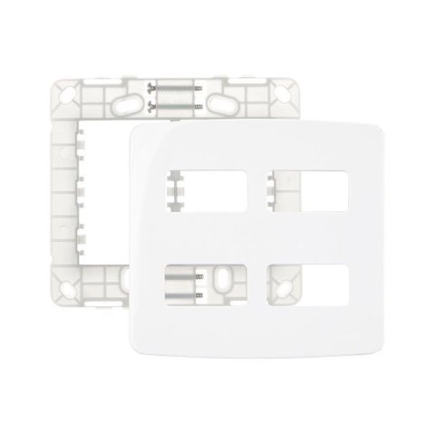 Placa com Suporte Margirius B3 4x4 para 4 Módulos Horizontais Distanciados Branca