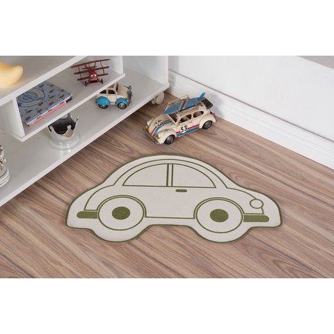 Tapete Infantil Natural Formato de Carro Verde 48X79CM