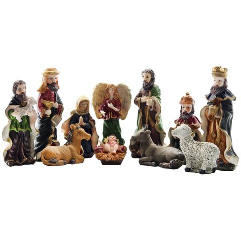 Decoração Enfeite Presépio Natal Escultura Resina 11 Peças