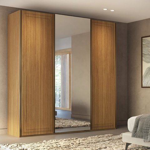 Guarda-Roupa Casal 100% MDF 3 Portas 1 com Espelho 2,27 Cm Style