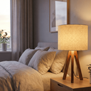 Ver imagem 4 de Abajur de Mesa com Tripé de Madeira e Cúpula Cáqui - Licht Haus