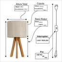 Ver imagem 2 de Abajur de Mesa com Tripé de Madeira e Cúpula Cáqui - Licht Haus