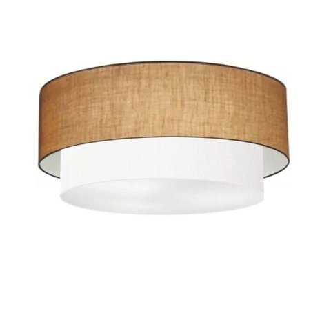 Plafon Duplo Cilíndrico Vivare Md-3063 Cúpula em Tecido 55x50cm - Bivolt Palha-branco 127/220v