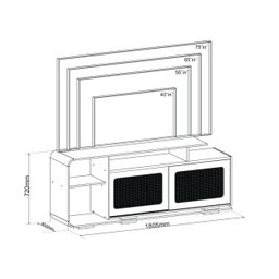 Rack para TV até 75 Polegadas Palhinha 180cm 2 Portas Deslizantes Costa Rica - 3
