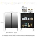 Ver imagem 4 de Aparador Buffet 2 portas com Espelho Retrô Vegas Multimóveis V3613 Preto/Branco