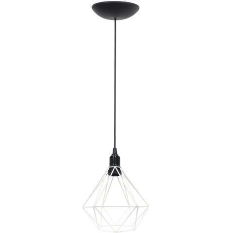 Pendente Aramado Diamante Luminária Lustre P Teto Retrô Vintage Industrial Balcão Branco