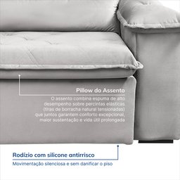 Sofá Retrátil e Reclinável 200cm Cupuaçu Cabecasa Madeiramadeira - 6
