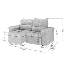 Sofá Retrátil e Reclinável 200cm Cupuaçu Cabecasa Madeiramadeira - 3