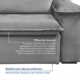Sofá Retrátil e Reclinável 200cm Cupuaçu Cabecasa Madeiramadeira - 7