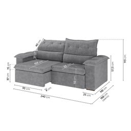 Sofá Retrátil e Reclinável 240cm Cupuaçu Cabecasa Madeiramadeira - 3