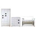 Ver imagem 2 de Quarto de Bebê Completo com Guarda-Roupa Berço e Cômoda Bibi Branco