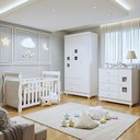 Ver imagem 1 de Quarto de Bebê Completo com Guarda-Roupa Berço e Cômoda Bibi