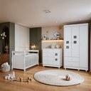 Ver imagem 1 de Quarto de Bebê Completo com Guarda-Roupa Berço e Cômoda Bibi Branco