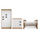 Ver imagem 2 de Quarto de Bebê Completo com Guarda-Roupa Berço e Cômoda Bibi Marrom/Amadeirado/Branco